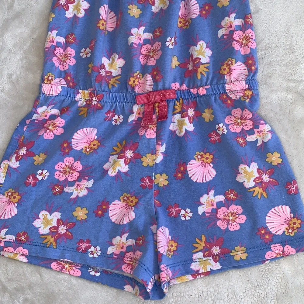 Tommy Bahama Blue Tropical Romper EUC Floral & Shells